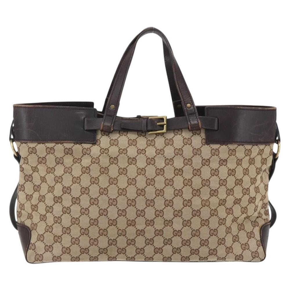 GUCCI GG Canvas Tote Bag Beige Gold 106251 Auth 162943 - Picture 2 of 16